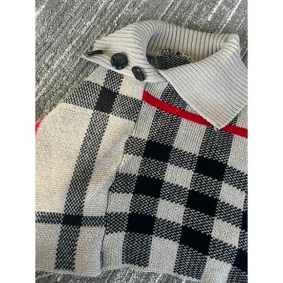 Made in Italy Plaid shawl acrylic coverup fall cozy warm sweater one size classy - Picture 2 of 4